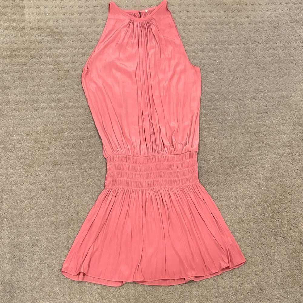 2 Mini woven Dresses-animal print & coral-size 2(S)